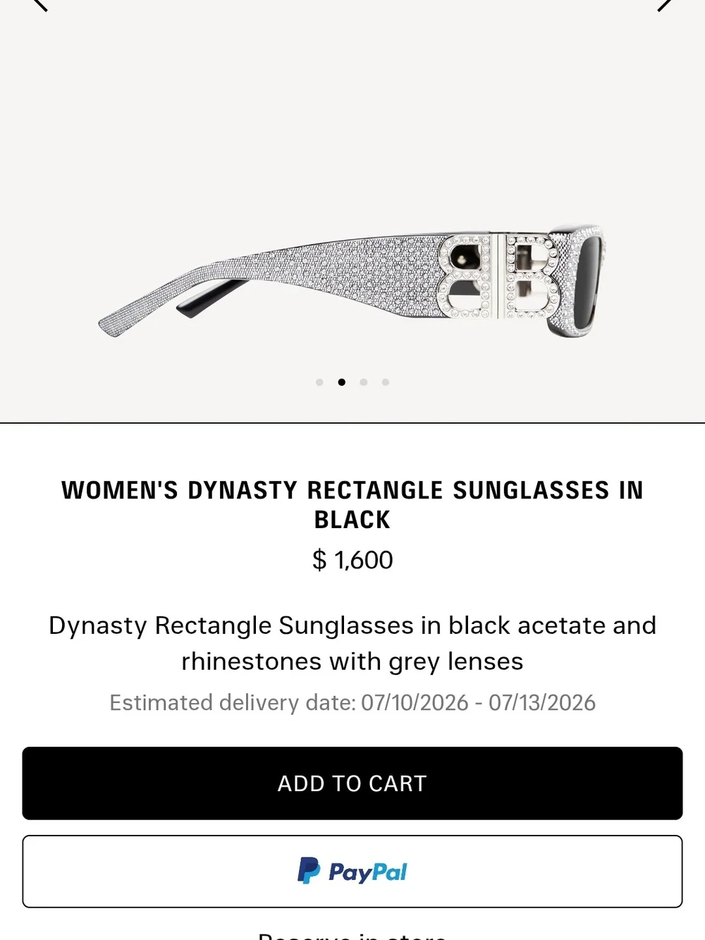 Balenciaga Women's Black Lens Silver Crystal-Embellished Rectangular Sunglasses